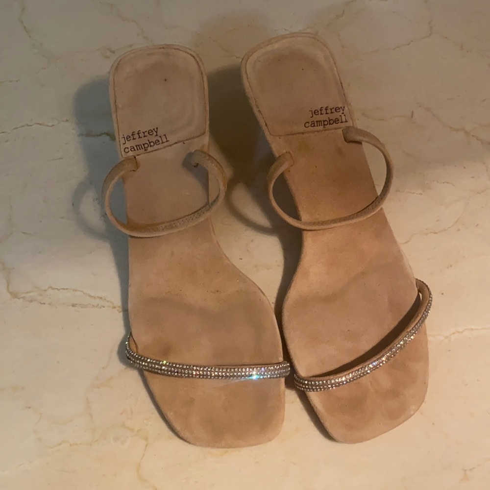 Jeffrey Campbell kitten heels nude suede